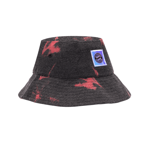 Bayern Munich Express Bucket Hat with flat top crown, and iridescent club logo patch on crown, in Black/Red