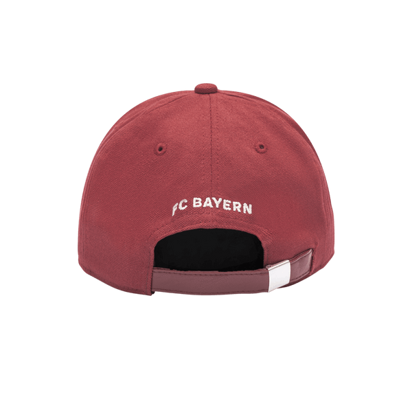 Bayern Munich Swatch Classic Adjustable in unstructured low crown, curved peak brim, and adjustable flip buckle closure, in Red