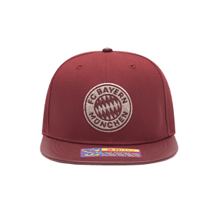 Bayern Munich Swatch Snapback with high crown, flat peak brim, and snapback closure, in Dark Red