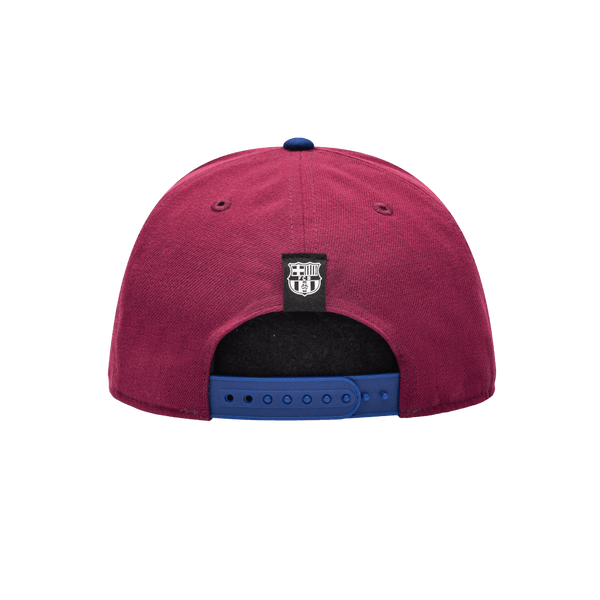 Back side view of Barcelona Team Snapback Hat with blue snapback