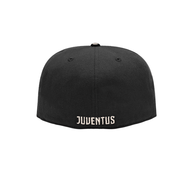 Juventus Swatch Fitted with high crown, PU leather flat peak brim, in Black