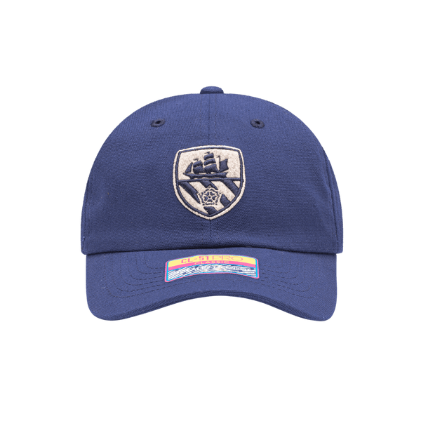 Manchester City Swatch Classic Adjustable in unstructured low crown, curved peak brim, and adjustable flip buckle closure, in Navy