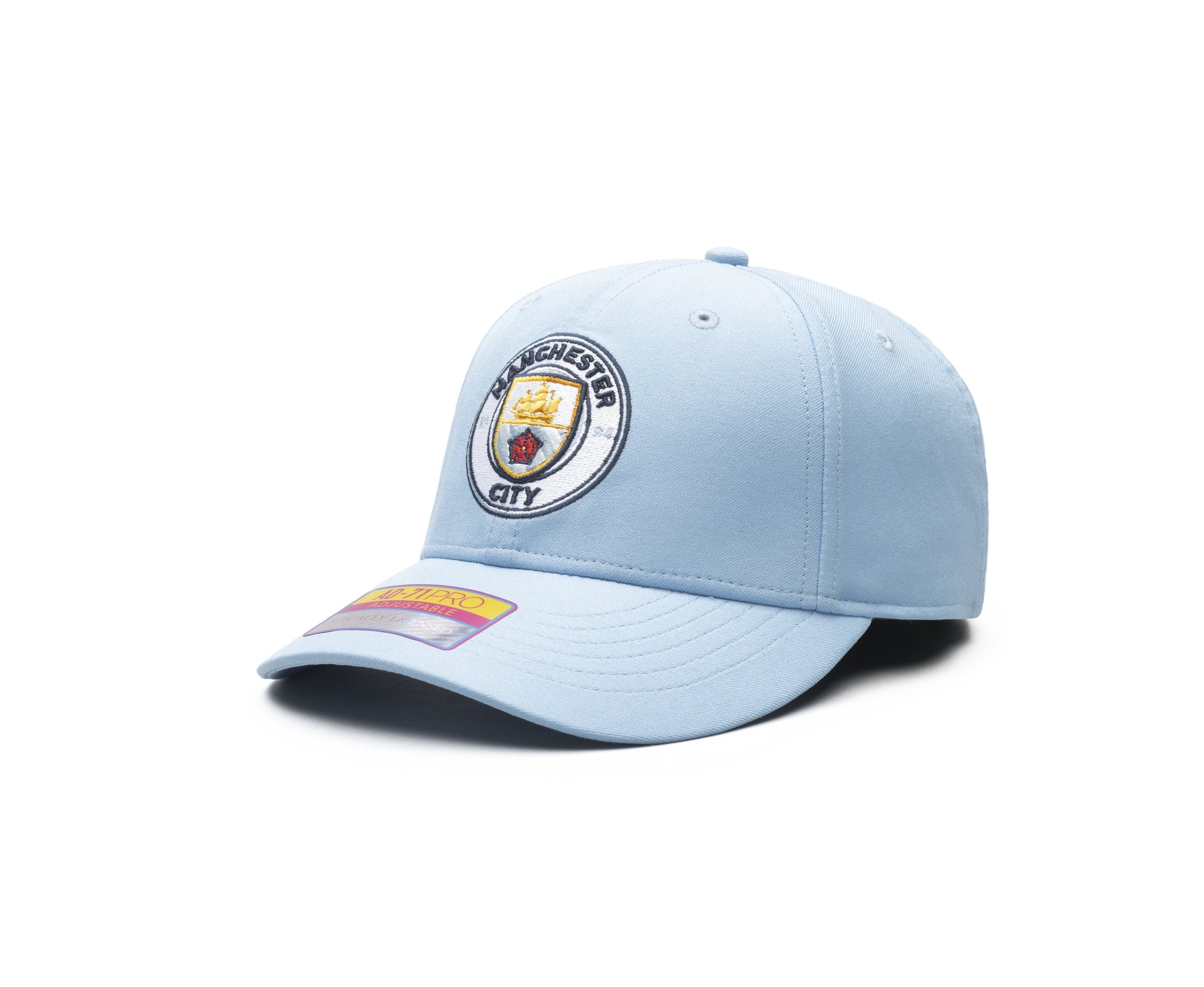 Manchester City Standard Adjustable hat with mid crown, curved peak brim, and adjustable closure.